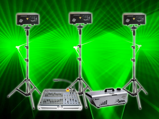3x Laser 250G inkl. Stativ und Hazer