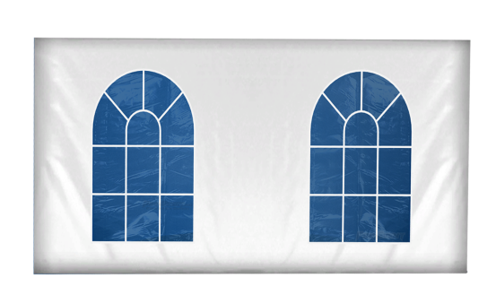 Seitenwand 5 m mit 2 Rundbogenfenstern weiß (Mastertent) 