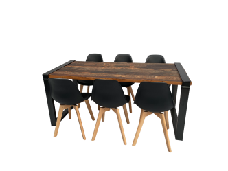 Industrial Dinnertableset 6P. 1,8 m schwarz