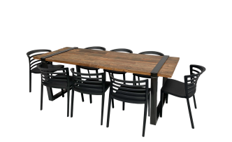 Industrial Dinnertableset 8P. 2,2 m Bankett