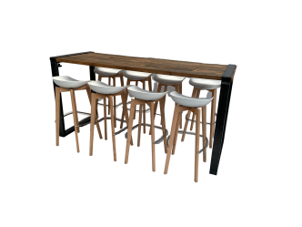 Industrial Hightableset 8P.  2,2 m Z-weiß