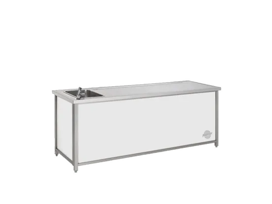 Edelstahltheke mit Sp&uuml;lbecken