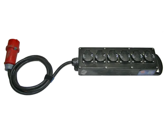 Stromteiler 16A 400V auf 3x 2 Phasen 240V 16A