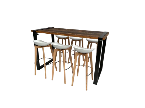 Industrial Hightableset 6P.  1,8 m wei&szlig;