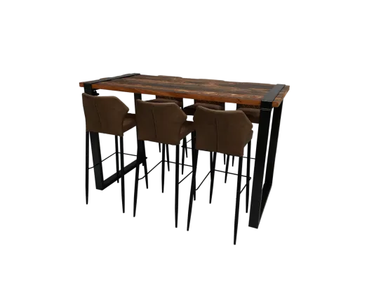 Industrial Hightableset 6P. 1,8 m Cognac