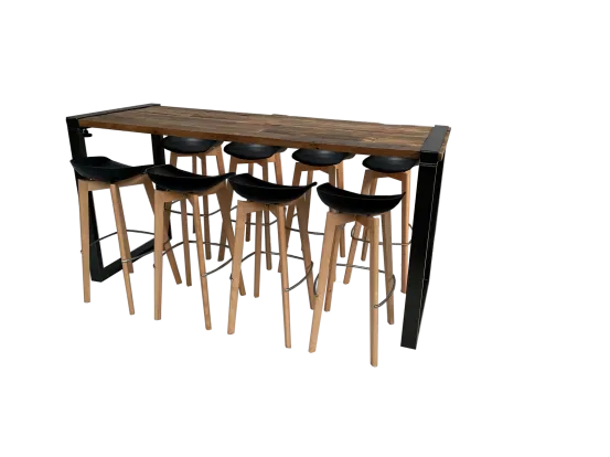 Industrial Hightableset 8P. 2,2 m schwarz 