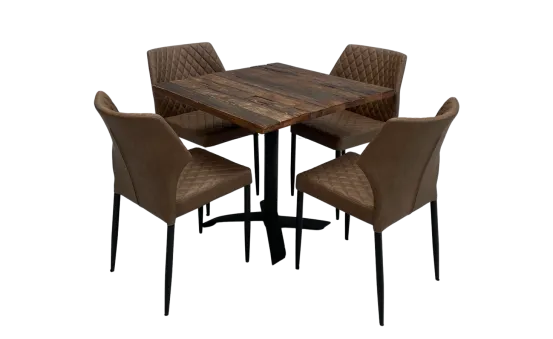 Industrial Bistrotischset 4P. cognac