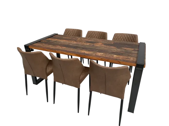 Industrial Dinnertableset 6P. 1,8 m Cognac 