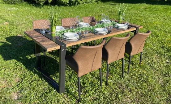 Industrial Dinnertableset 6P. 1,8 m Cognac 