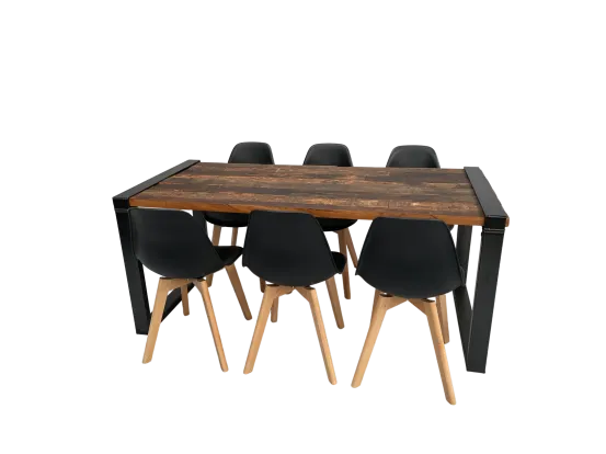 Industrial Dinnertableset 6P. 1,8 m schwarz 