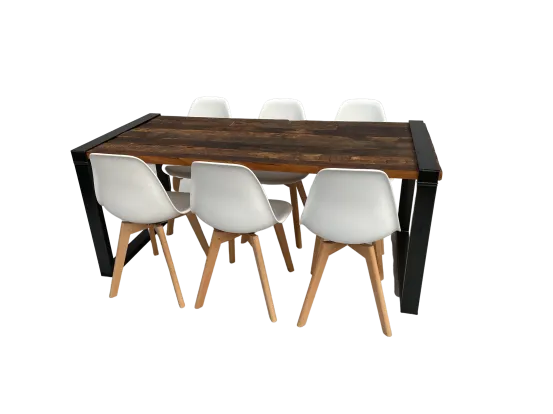 Industrial Dinnertableset 6P. 1,8 m wei&szlig;