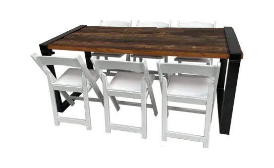 Industrial Dinnertableset 6P. 1,8 m Hochzeit