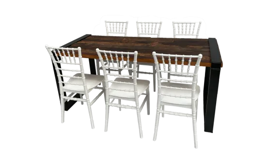 Industrial Dinnertableset 6P. 1,8 m Chiavari