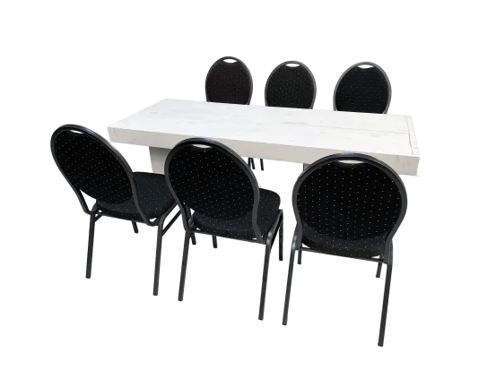 Woodloungetischset mit Bankettstuhl 6P.