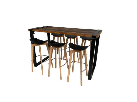 Industrial Hightableset 6P.  1,8 m schwarz flach