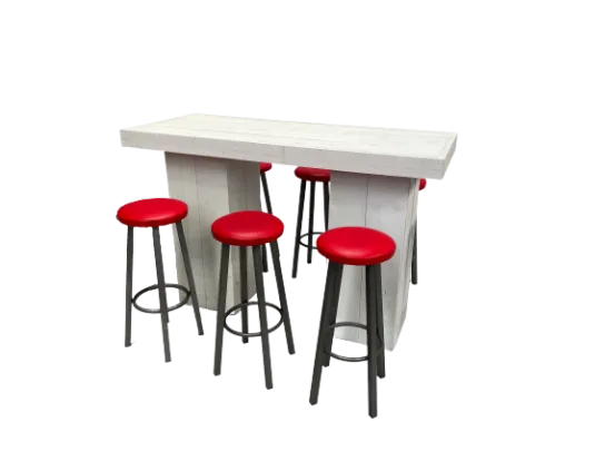 Wood Hightable Set Rot 6P.