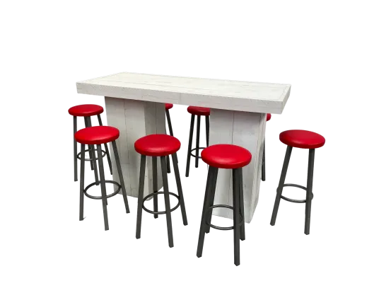 Wood Hightable Set Rot 8P.