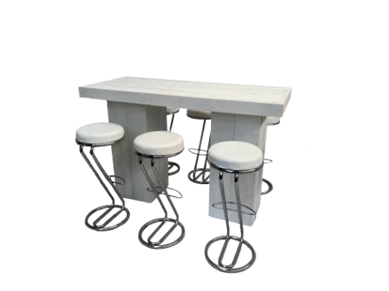 Wood Hightable Set 6P. Z-Fu&szlig; wei&szlig;