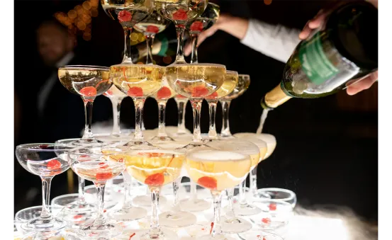 Champagner Coup&eacute; Glas