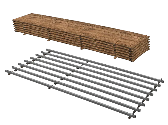 Holzboden 5 m ( Basic )  inkl. Stahl Unterbau