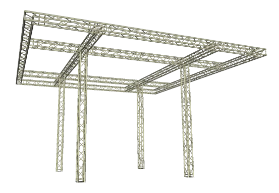 Traversenstand mit Vordach