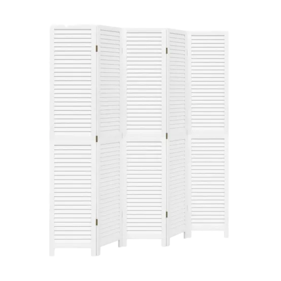 Paravent 5-Fach Wei&szlig; 