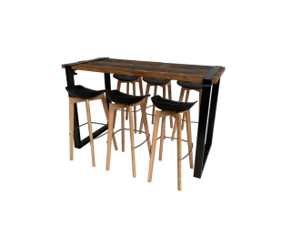 Industrial Hightableset 6P.  1,8 m wei&szlig; flach