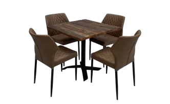 Industrial Bistrotischset 4P. Klappstuhl mit Kissen