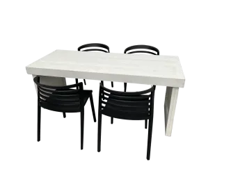 Woodloungetischset mit Bankettstuhl 6P.