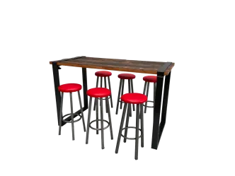 Industrial Hightableset 6P.  1,8 m wei&szlig; flach