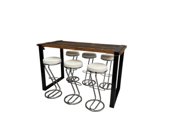 Industrial Hightableset 6P.  1,8 m wei&szlig; flach