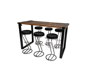 Industrial Hightableset 6P.  1,8 m wei&szlig; flach