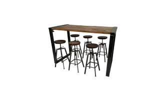 Industrial Hightableset 6P.  1,8 m wei&szlig; flach