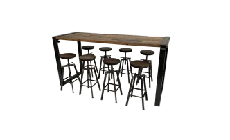 Industrial Hightableset 8P. 2,2 m wei&szlig; flach