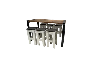 Industrial Hightableset 6P.  1,8 m wei&szlig; flach