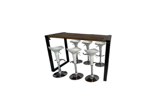 Industrial Hightableset 6P.  1,8 m wei&szlig; flach