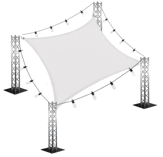 Sonnensegel SET 4,0 x 5,0 Meter mit Lichterketten