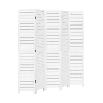 Paravent 5-Fach Wei&szlig; 